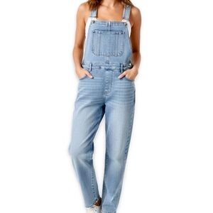 Kensie Straight Leg Light Wash Denim Overalls Women’s Size Large